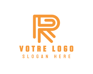 Modern Stripe Stroke Letter R Logo