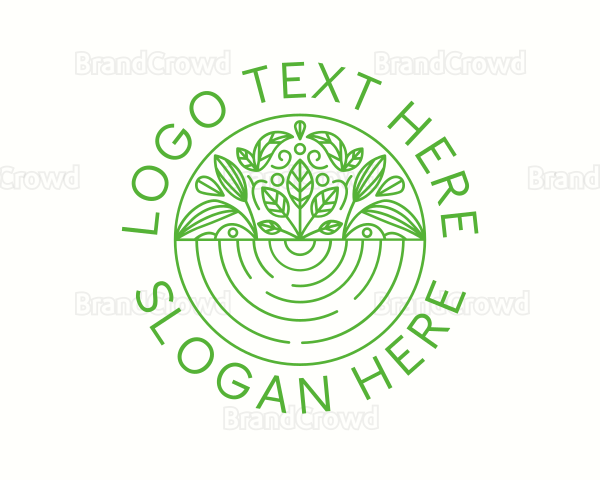 Organic Leaf Emblem Logo