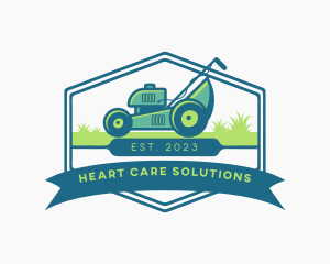 Lawn Mower Landscaping Machine logo design