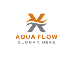 Flow - Air Wave Letter X logo design