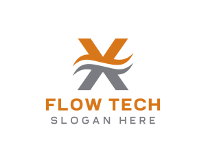 Flow - Air Wave Letter X logo design