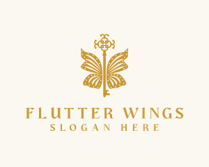 Golden Butterfly Wing Key logo design