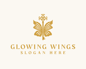 Golden Butterfly Wing Key logo design