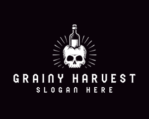 Grainy - Skull Wine Bottle logo design