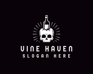 Skull Wine Bottle logo design