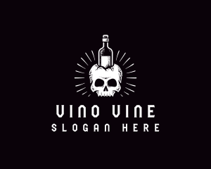 Wine - Skull Wine Bottle logo design