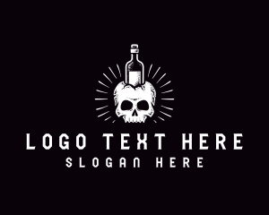 Vodka - Skull Wine Bottle logo design