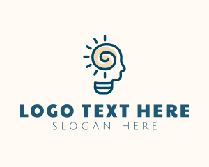 Head - Human Light Bulb Mental logo design
