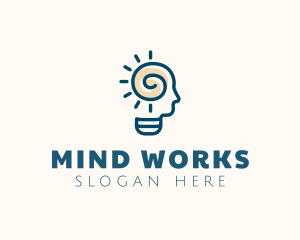 Human Light Bulb Mental logo design