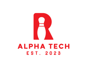 Alphabet - Red R Bowling Pin logo design