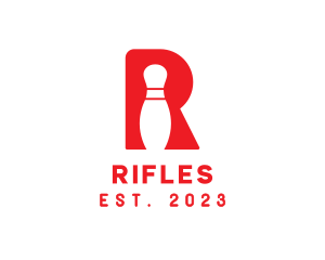 Red R Bowling Pin logo design