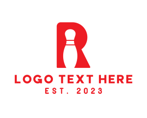 Typography - Red R Bowling Pin logo design