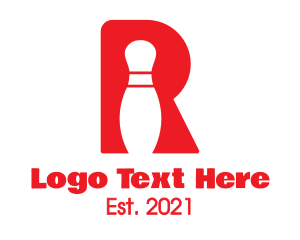 Strike - Red R Bowling Pin logo design