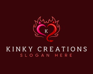 Kinky - Naughty Heart Devil logo design