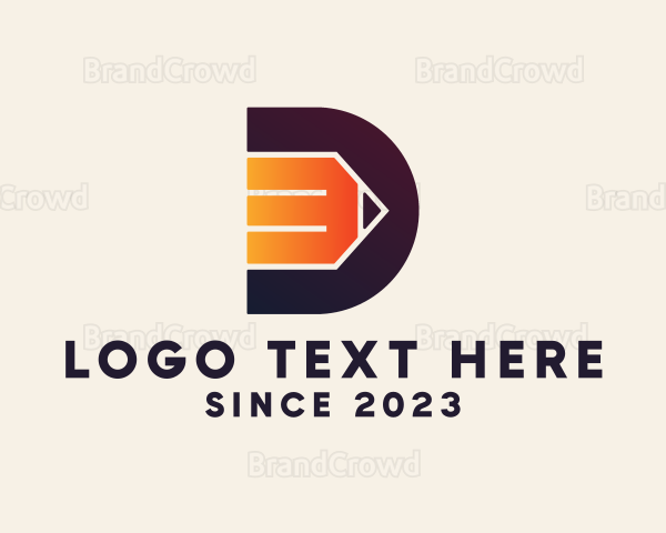 Gradient Pencil Letter D Logo