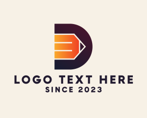 Pencil - Gradient Pencil Letter D logo design