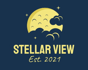 Stargazing - Yellow Moon Clouds logo design