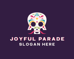 Parade - Festive Skull Moustache logo design