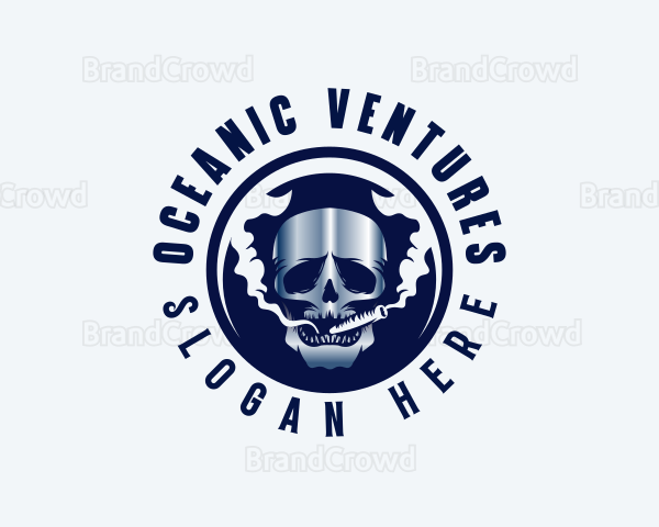 Skull Smoking Cigarette Logo