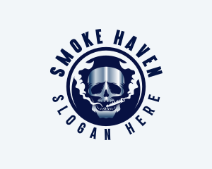 Skull Smoking Cigarette logo design