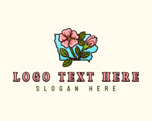 Map - Iowa Rose Flower logo design