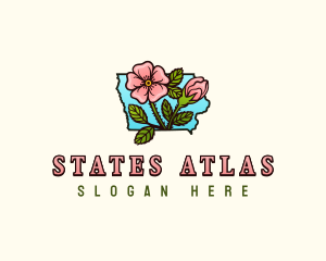 Iowa Rose Flower logo design