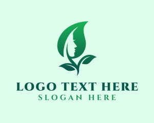 Negative Space - Feminine Organic Leaf logo design