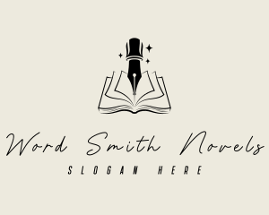 Novelist - Book Pen Nib logo design