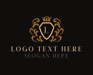 Liquor - Heraldic Shield Crown Royalty logo design