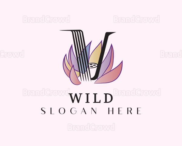 Lotus Flower Letter V Logo