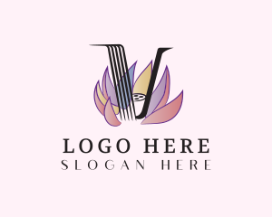 Lotus - Lotus Flower Letter V logo design