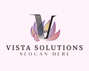 Lotus Flower Letter V logo design