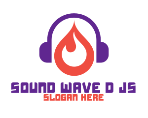 Dj - Fire DJ Audio logo design