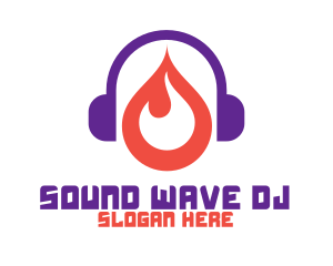 Dj - Fire DJ Audio logo design
