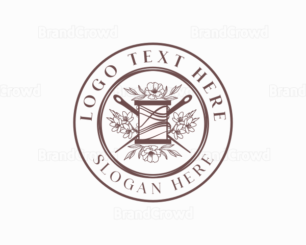 Floral Sewing Needle Thread Logo