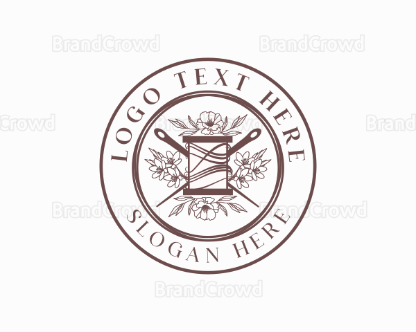 Floral Sewing Needle Thread Logo