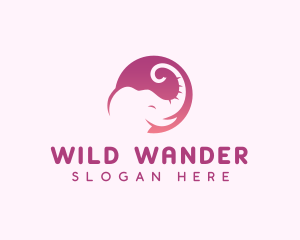 Cute Elephant Trunk logo design