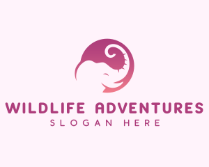 Cute Elephant Trunk logo design