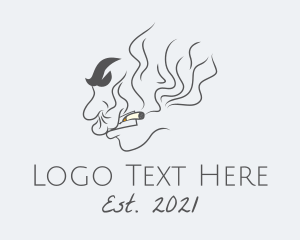 Facial Expression - Mad Man Smoking logo design