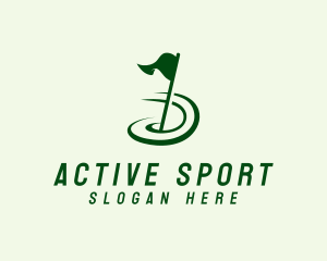 Golf Sport Flag logo design