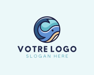 Blue - Cute Whale Animal logo design