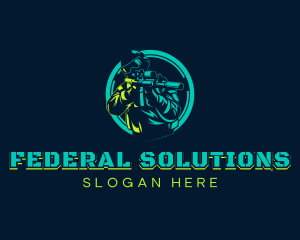 Soldier Shooting Rifle logo design