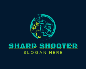 Rifle - Soldier Shooting Rifle logo design
