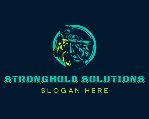 Soldier Shooting Rifle logo design