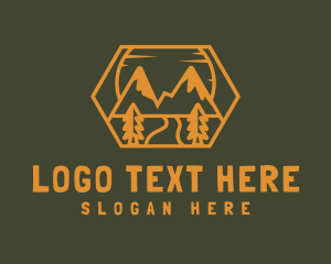 Hiker - Mountain Forest River logo design