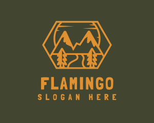 Hiking - Mountain Forest River logo design