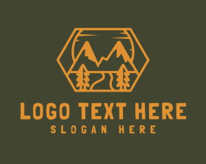 Trekking - Mountain Forest River logo design