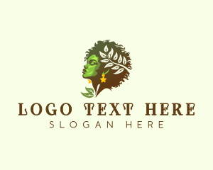 Leaf - Afro Woman Goddess logo design