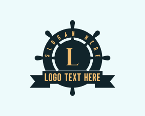 Charter Boat - Sailor Wheel Nautical logo design