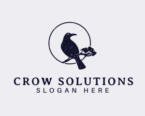 Rustic Crow Bird logo design